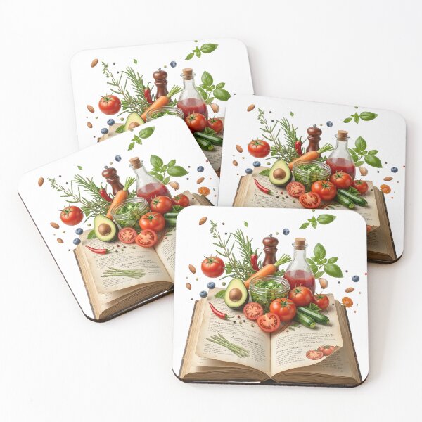 Item preview, Whimsical Open Cookbook with Floating Fresh Ingredients designed and sold by PholPol1959.