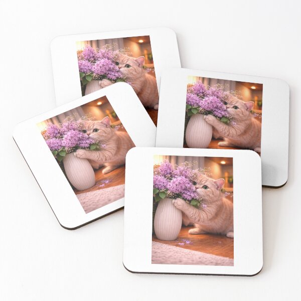 Item preview, Curious Cat Smelling Lilacs designed and sold by LovelyCatGalaxy.