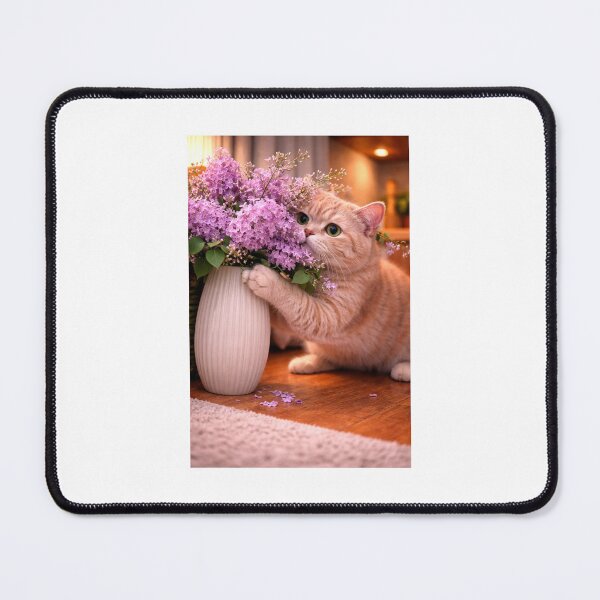 Item preview, Curious Cat Smelling Lilacs designed and sold by LovelyCatGalaxy.