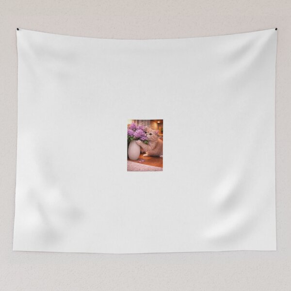 Item preview, Curious Cat Smelling Lilacs designed and sold by LovelyCatGalaxy.