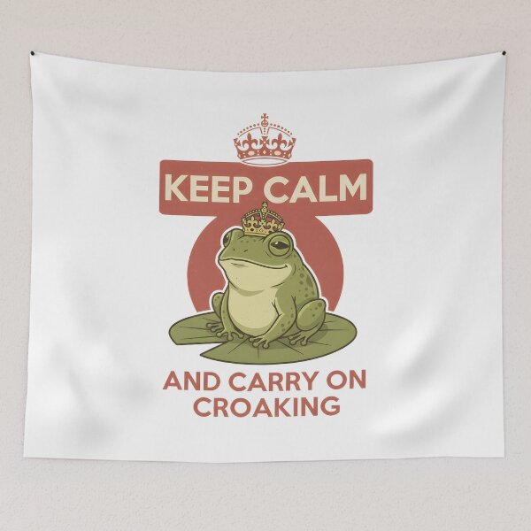 Item preview, Keep Calm And Carry On Croaking Funny Frog King Design. designed and sold by The-T-In-Retro.
