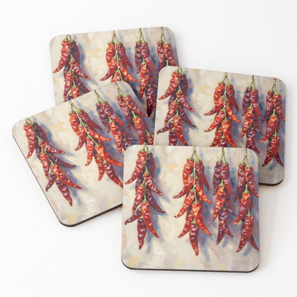 Item preview, Dried Chillies Hanging on a Wall — Folk Art Kitchen Print designed and sold by Kelvin Hughes Design.
