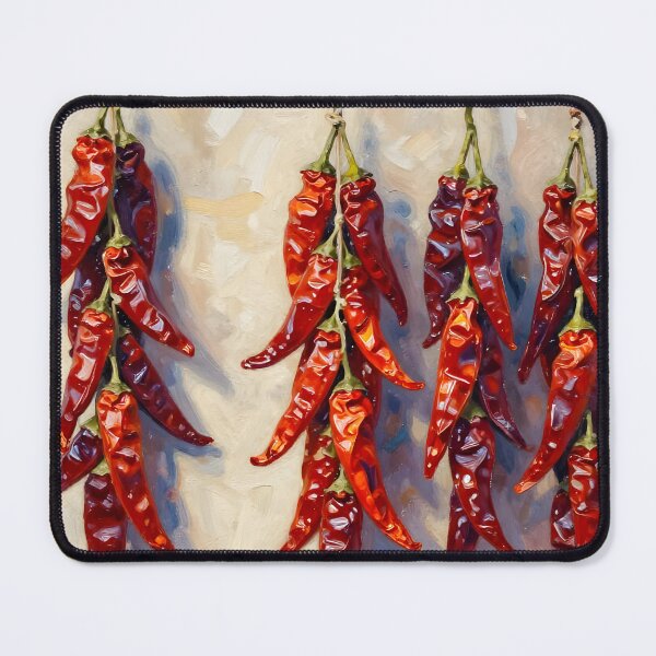 Item preview, Dried Chillies Hanging on a Wall — Folk Art Kitchen Print designed and sold by Kelvin Hughes Design.