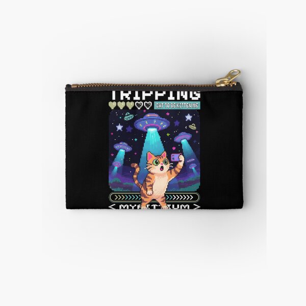Item preview, Tripping Cat – Pixel UFO Abduction Meme Design designed and sold by onlin3boutiqu3.
