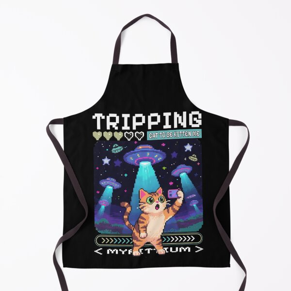 Item preview, Tripping Cat – Pixel UFO Abduction Meme Design designed and sold by onlin3boutiqu3.