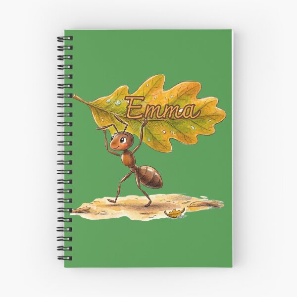 Item preview, Cute Ant Carrying Oak Leaf – Personalized Name Emma Watercolor Art designed and sold by MBBialyPiksel.