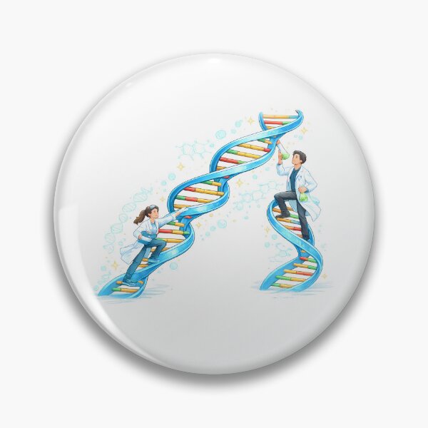 Item preview, DNA Helix Climbing Scientists Illustration designed and sold by HypatiaLab.