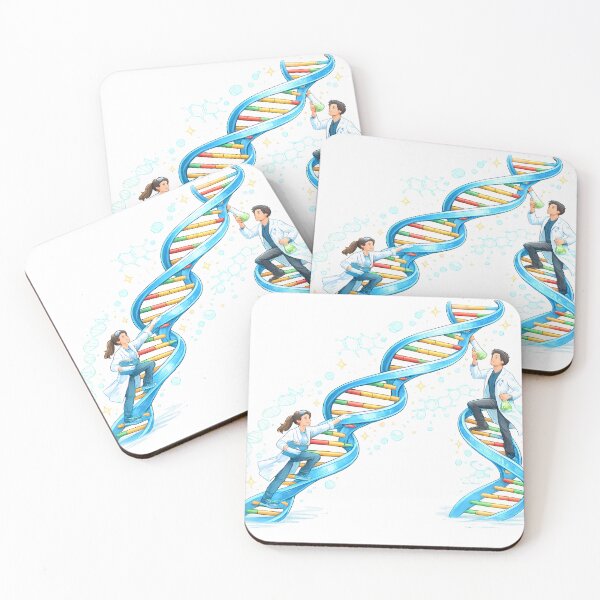 Item preview, DNA Helix Climbing Scientists Illustration designed and sold by HypatiaLab.