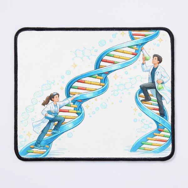 Item preview, DNA Helix Climbing Scientists Illustration designed and sold by HypatiaLab.