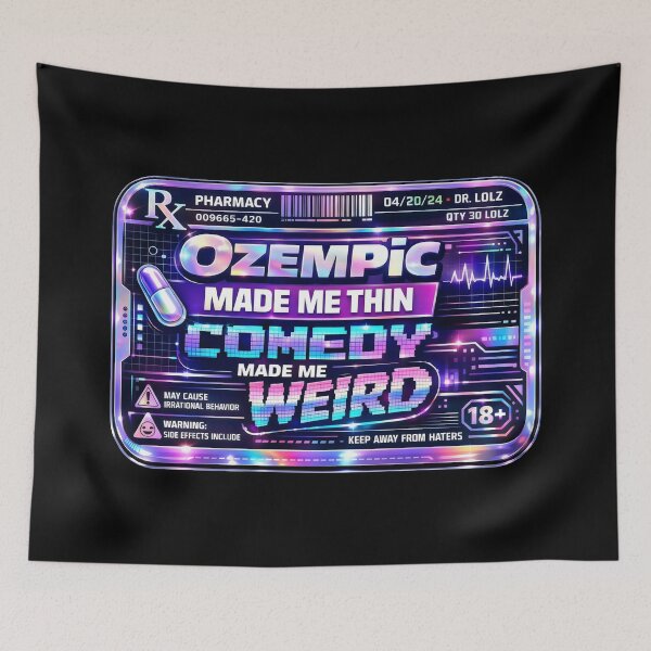 Item preview, Comedy Made Me Weird Retro Futurism Pharmacy Parody designed and sold by SplashTastic.