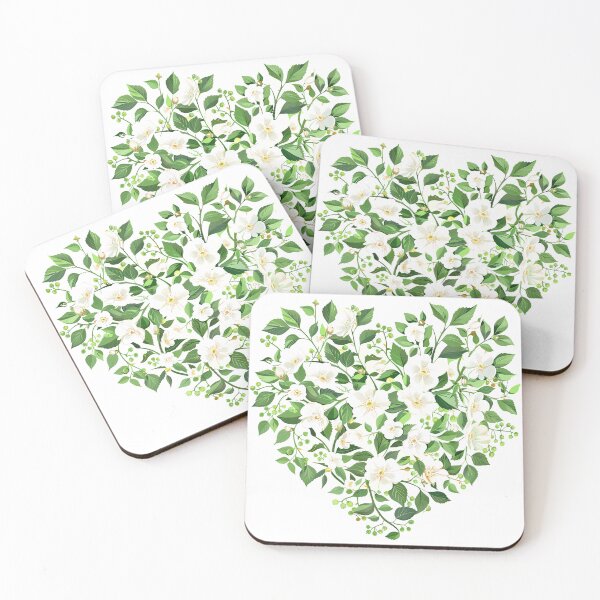 Item preview, White Flower Heart Wreath - Lush Green Botanical Floral Art Print designed and sold by DesignArtist.ia.