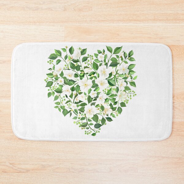 Item preview, White Flower Heart Wreath - Lush Green Botanical Floral Art Print designed and sold by DesignArtist.ia.