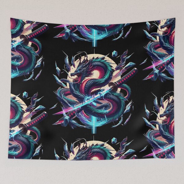 Item preview, Cyber Neon Dragon - Japanese Samurai Katana Soul designed and sold by MouradStudio.