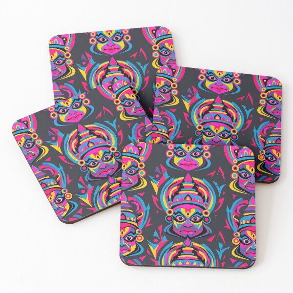 Item preview, Neon Kathakali Pop Art: Vibrant Indian Mask Pattern designed and sold by OpenDreamArts.