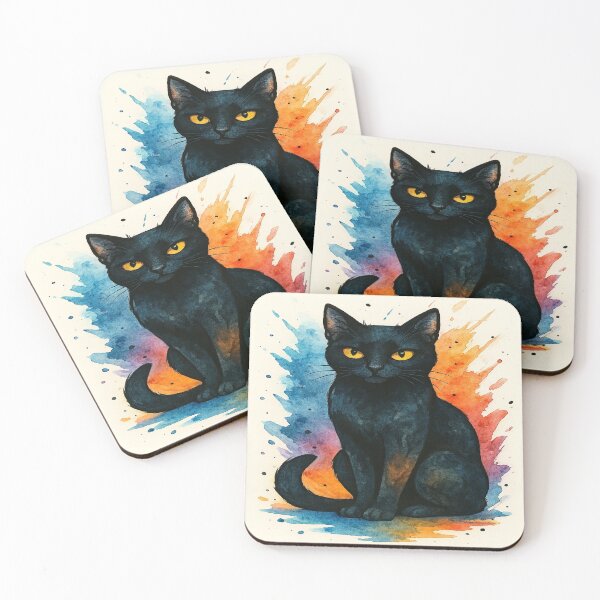 Item preview, Black Cat Watercolor Art – Mystical Feline Illustration designed and sold by myforestfog.
