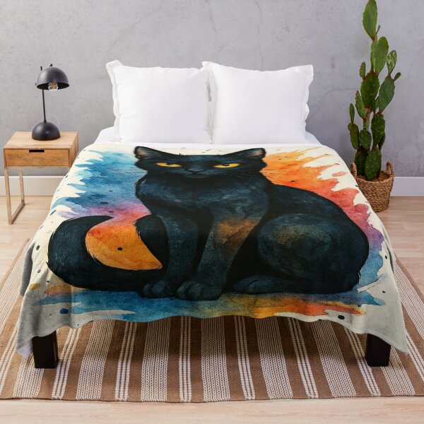 Item preview, Black Cat Watercolor Art – Mystical Feline Illustration designed and sold by myforestfog.