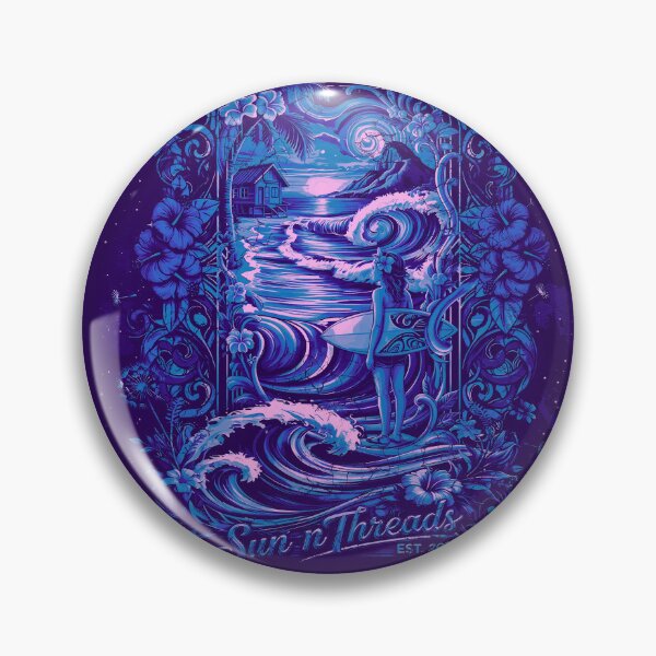 Item preview, Nouveau Surfer Girl 4-Color Wave Shift Shield – Sun n Threads Est. 2014 – Legacy Badge designed and sold by sunnthreads.