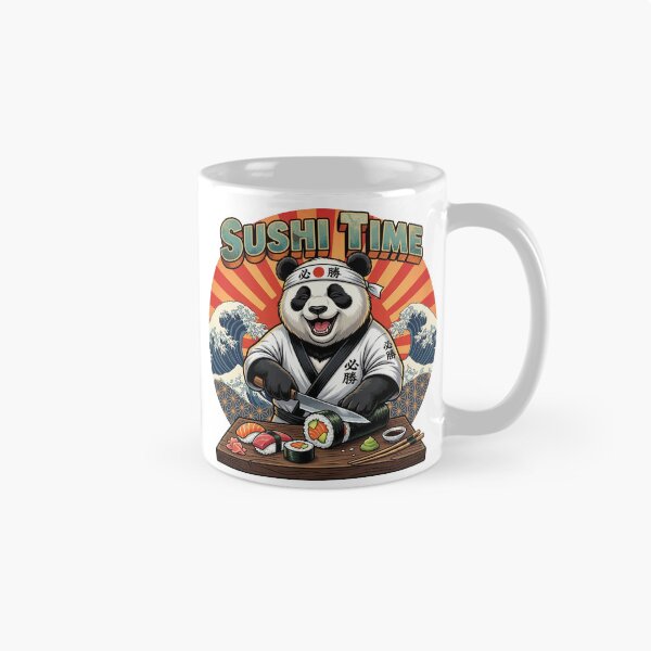 Item preview, Retro Sushi Master Panda - Funny Japanese Chef "Sushi Time" Art designed and sold by The Grumpy Pet Club.