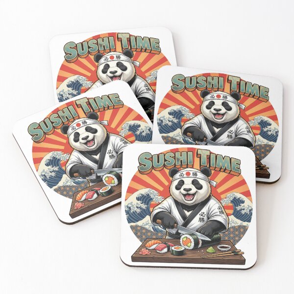 Item preview, Retro Sushi Master Panda - Funny Japanese Chef "Sushi Time" Art designed and sold by The Grumpy Pet Club.
