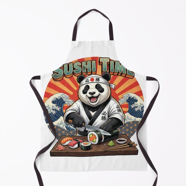 Item preview, Retro Sushi Master Panda - Funny Japanese Chef "Sushi Time" Art designed and sold by The Grumpy Pet Club.