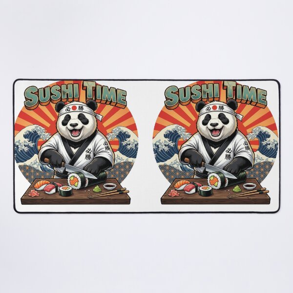 Item preview, Retro Sushi Master Panda - Funny Japanese Chef "Sushi Time" Art designed and sold by The Grumpy Pet Club.