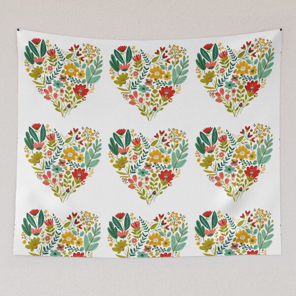 Item preview, Colorful Folk Art Floral Heart - Vibrant Botanical Love Art Print designed and sold by DesignArtist.ia.