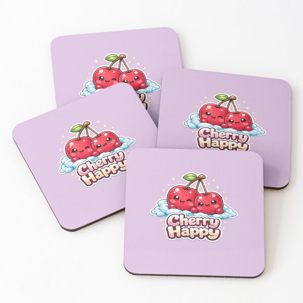 Aperçu de l'œuvre Cerises Kawaii Mignonnes – Cute Cherry Happy Design créée et vendue par apanoracar.