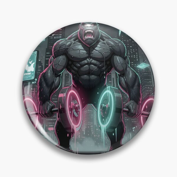 Item preview, Cyberpunk Gorilla Bodybuilder - Neon City Gym Beast designed and sold by MouradStudio.