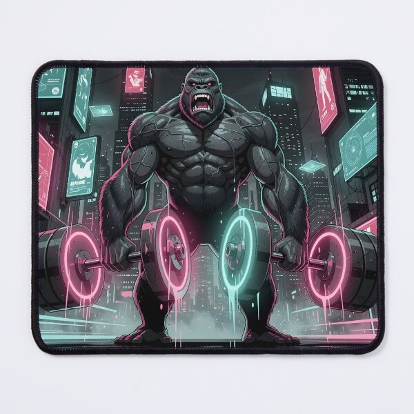 Item preview, Cyberpunk Gorilla Bodybuilder - Neon City Gym Beast designed and sold by MouradStudio.