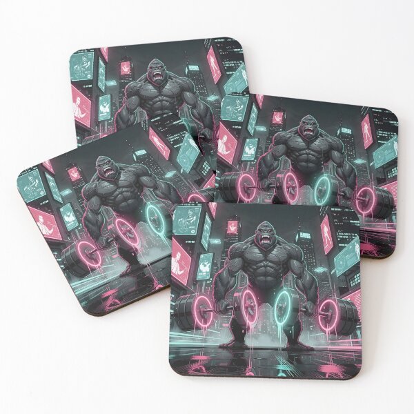 Item preview, Cyberpunk Gorilla Bodybuilder - Neon City Gym Beast designed and sold by MouradStudio.