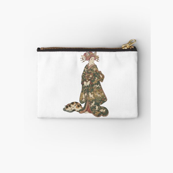 Item preview, Pink Hair Ukiyoe Lady in Cat-Pattern Kimono and Nekomimi designed and sold by LuckyCatClubJP.