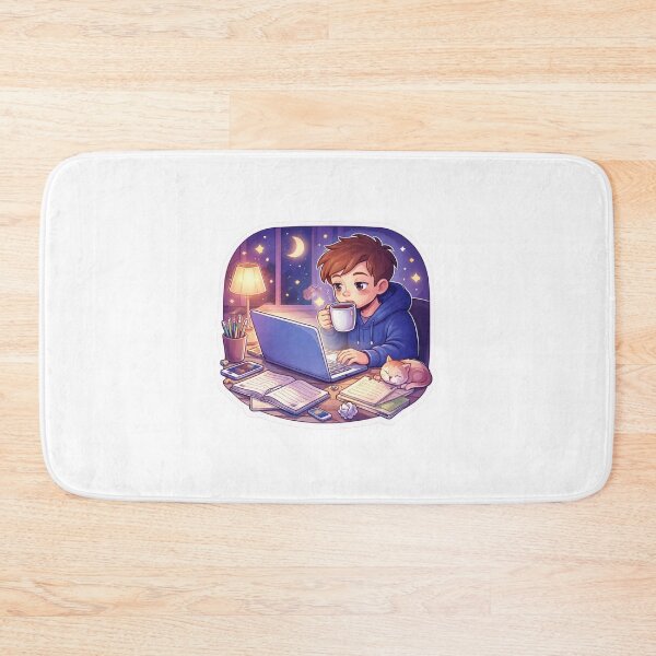 Item preview, Late Night Study Vibes – Cozy Aesthetic Student with Coffee & Laptop Sticker designed and sold by Dasts Cart.
