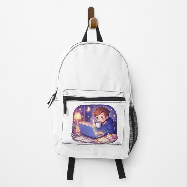 Item preview, Late Night Study Vibes – Cozy Aesthetic Student with Coffee & Laptop Sticker designed and sold by Dasts Cart.