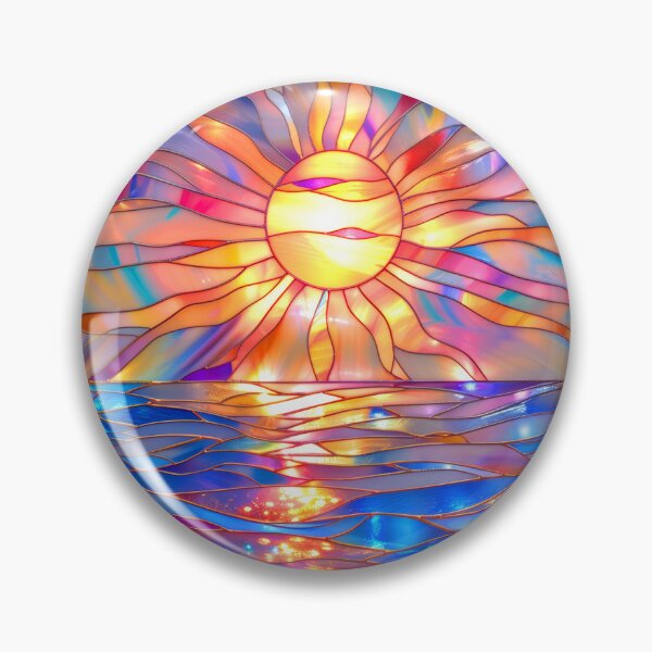 Item preview, Stained Glass Sunset Art, Coastal Ocean Scene designed and sold by MargaretWiktor.