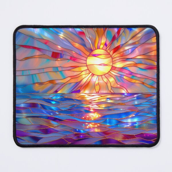 Item preview, Stained Glass Sunset Art, Coastal Ocean Scene designed and sold by MargaretWiktor.