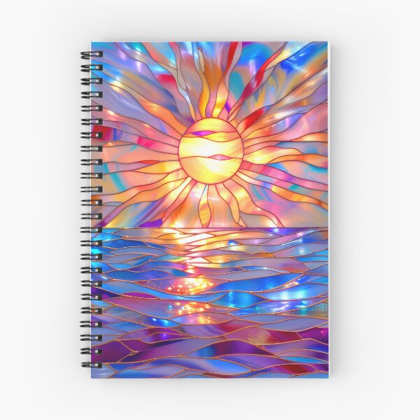 Item preview, Stained Glass Sunset Art, Coastal Ocean Scene designed and sold by MargaretWiktor.