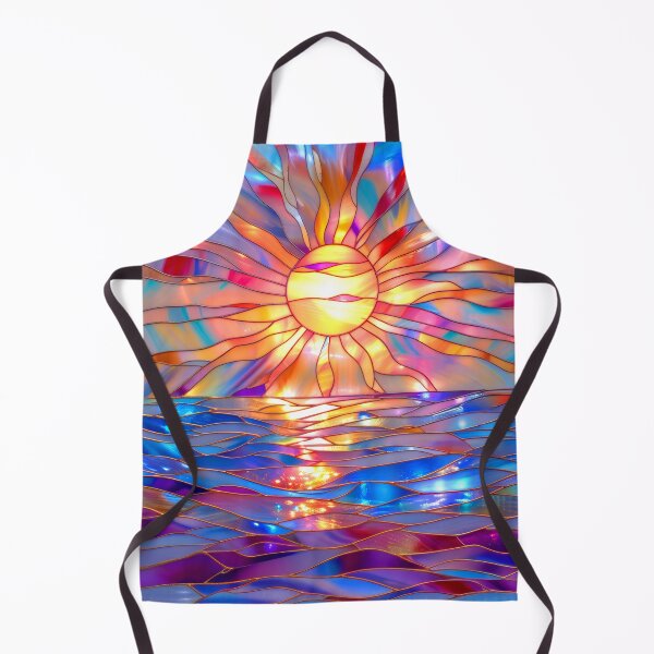 Item preview, Stained Glass Sunset Art, Coastal Ocean Scene designed and sold by MargaretWiktor.