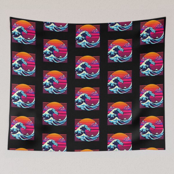 Item preview, Synthwave Wave – Retro Japanese Sunset Design designed and sold by Dogandesighn.