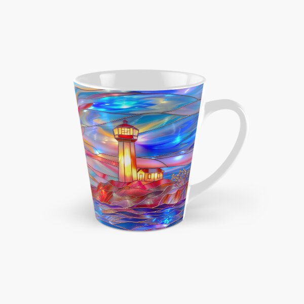 Item preview, Stained Glass Lighthouse Sunset Art, Coastal Ocean Scene designed and sold by MargaretWiktor.