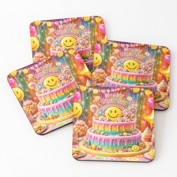 Item preview, Happy Birthday Smiley Rainbow Cake Party designed and sold by CLOUTKULT.