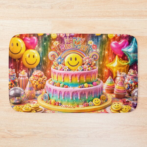 Item preview, Happy Birthday Smiley Rainbow Cake Party designed and sold by CLOUTKULT.