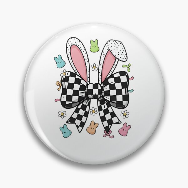 Item preview, Retro Easter Bunny Coquette, Happy Easter, Pink Easter Bow, Retro Checkered Easter, Easter bunny, Girls Pink Easter designed and sold by DesignDenDo ⭐⭐⭐⭐⭐.