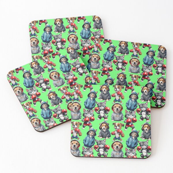 Item preview, Cats and Dogs Pattern Design - Green  designed and sold by PatternTitan.