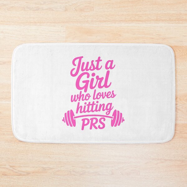 Item preview, Just a Girl Who Loves Hitting PRs! Pink Cursive Fitness Motivation with Barbell Design designed and sold by PMCreative.