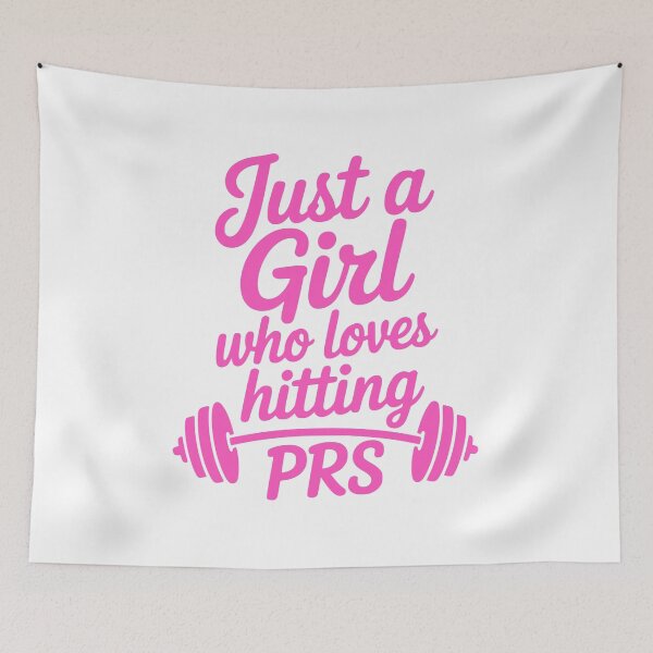 Item preview, Just a Girl Who Loves Hitting PRs! Pink Cursive Fitness Motivation with Barbell Design designed and sold by PMCreative.