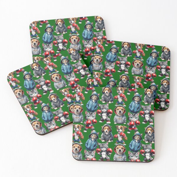 Item preview,  Cats and Dogs Pattern Design - Green  designed and sold by PatternTitan.