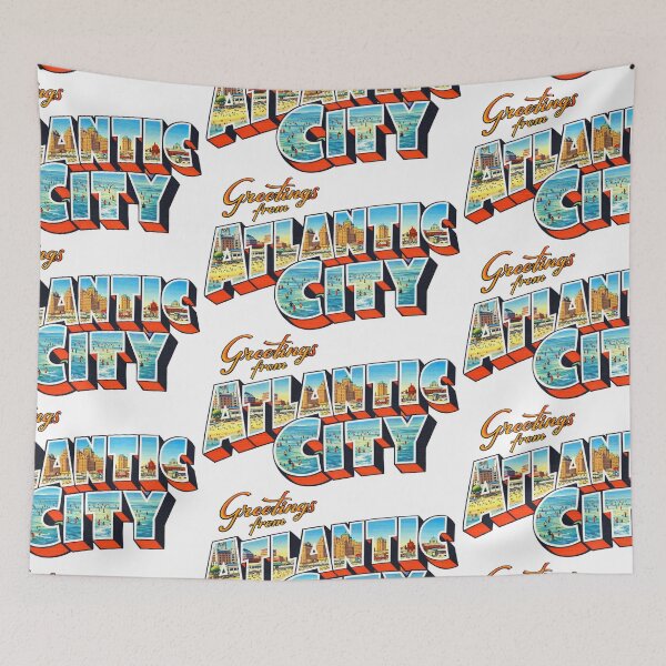 Item preview, Greetings From Atlantic City Vintage Beach Postcard With Boardwalk Skyline and Ocean Scene designed and sold by portokalis.