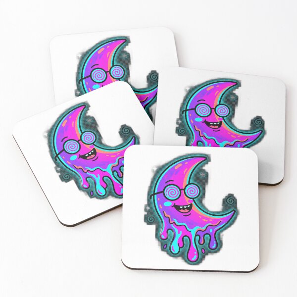 Item preview, Psychedelic neon moon with spiral glasses designed and sold by ALMorgan16.