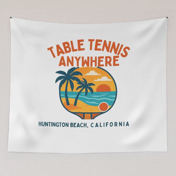 Item preview, Huntington Beach California Table Tennis Beach Sunset Retro Ping Pong T-Shirt designed and sold by OhMyPingCo.