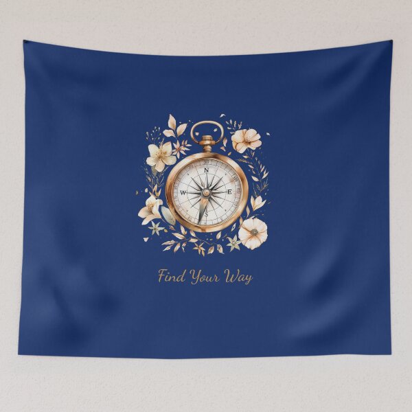 Item preview, Find Your Way Compass Floral Design, Vintage Gold Compass Art, Spiritual Guidance Illustration, Boho Botanical Aesthetic designed and sold by innerfaith.